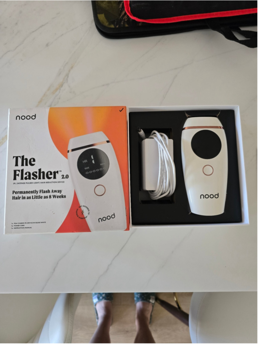 New Never Used Nood The Flasher 2.0 IPL Hair Removal Device - White & Rose Gold